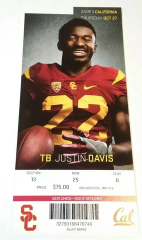 2016 USC Trojans California Cal Football Full Ticket Stub Cover