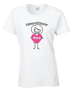 Camiseta Matrona de Honor Damas Mujeres Regalo Boda Casado Fiesta de Gallina Añadir Nombre - Imagen 1 de 1