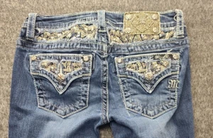 Miss Me Jeans Girls 14 25x30 Skinny Fit Ankle Cut Low Rise Distressed Rodeo - Picture 1 of 15