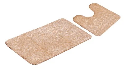 2-teiliges Badematten Set,  "Bahama"  Mikrofaser, beige, meliert mit Ausschnitt - Bild 1 von 3