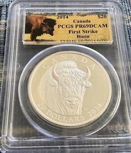 2014 Canada $20 Bison .9999 1 Oz Silver Coin - Bison PCGS PR69 First Strike - Picture 1 of 1