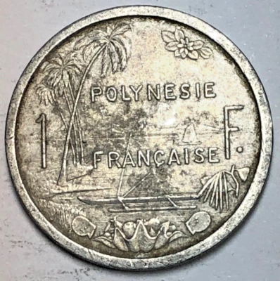 1975 FRENCH 🇵🇫 POLYNESIA 1 FRANC WORLD COIN - Image 1 of 2