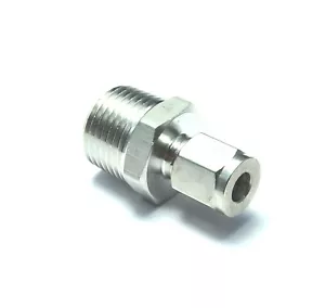 1/4" OD x 1/2" NPT Male Steel Stainless Twin Ferrule Straight Fitting WOG - Picture 1 of 6
