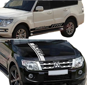 Fit For Mitsubishi Pajero Car Hood Side Stripe Graphic Decal Vinyl Sport Sticker - Picture 1 of 12