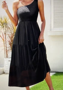 NWT Pinup Fashion (Amazon) One-Shoulder Dress with Cut Out Size XL Black NWT - Picture 1 of 9