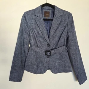 The Limited Heather Blue Belted Short Blazer Women's XS Office Siren Academia - Picture 1 of 10