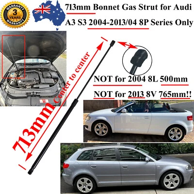 713mm Front Bonnet Hood Gas Strut for Audi A3 S3 2005-2012 Lift Support Quattro - image 1 of 4