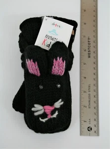 DeLux Knitwits Child Warm Winter Knit Lined Mittens Animal Kitty Cat Boy Girl - Picture 1 of 9