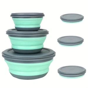 3 Stück Schüsselsatz Set faltbare Silikon Plastik Camping Küche 300 bis 1000 ml - Bild 1 von 1