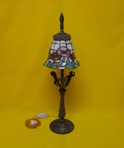 ✅ ANTICA LAMPADA LIBERTY BRONZO PARALUME VETRO MOSAICO EPOCA 900 ANTIQUE - 4156 - Foto 1 di 14