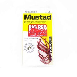 Mustad 92554NP-NR-4/0-A07 Big Red Suicide Ultra Point Hooks Size 4/0 (8002)