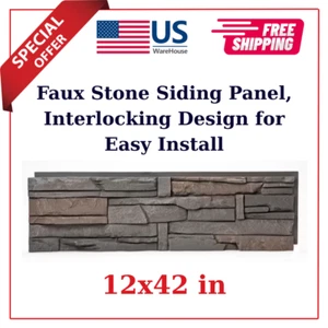 12x42 in Faux Stone Siding Panel, Interlocking Design for Easy Install - Picture 1 of 5