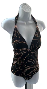 Traje de baño M&S Rosie negro mezcla triángulo alargado con taza preformada - Imagen 1 de 5
