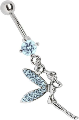 Piercing da Ombelico Spina Banana con Zirconia E Elfi Ciondolo Con Pietre - Immagine 1 di 2