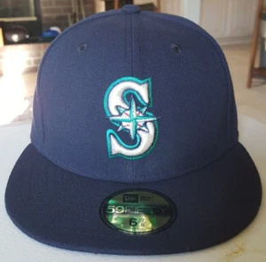 Seattle Mariners MLB New Era 59FIFTY Fitted hats Cap Blue Size 6 7/8 - Picture 1 of 5