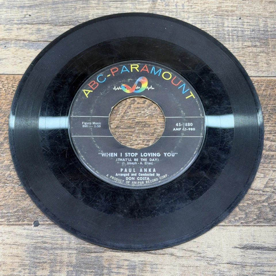 Paul Anka When I Stop Loving You / Record 45 RPM Vinyl - Image 1 of 2