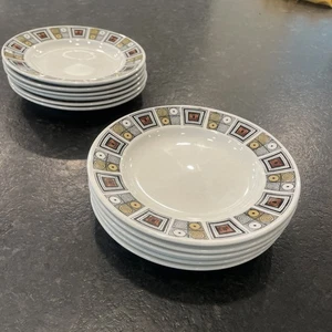 Set 6 Broadhurst KathieWinkle Rushstone  6.25” Plates Mid Century Modern England - Foto 1 di 24