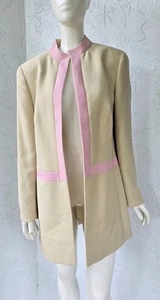 LOUIS FERAUD BLAZER ABIERTO DE LANA LARGO MEDIO CUELLO MANDARINA ROSA TOSTADO PARA MUJER 10 - Imagen 1 de 7