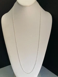 .925 Sterling Silver Textured Flat Oval Link Chain Necklace 36” 2mm 3g 3mm links - Picture 1 of 10