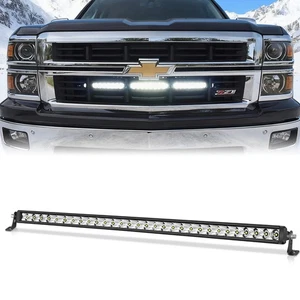 For Chevy Silverado Behind Grille Mount 300W 30" LED Work Light Bar Single Row - Foto 1 di 16