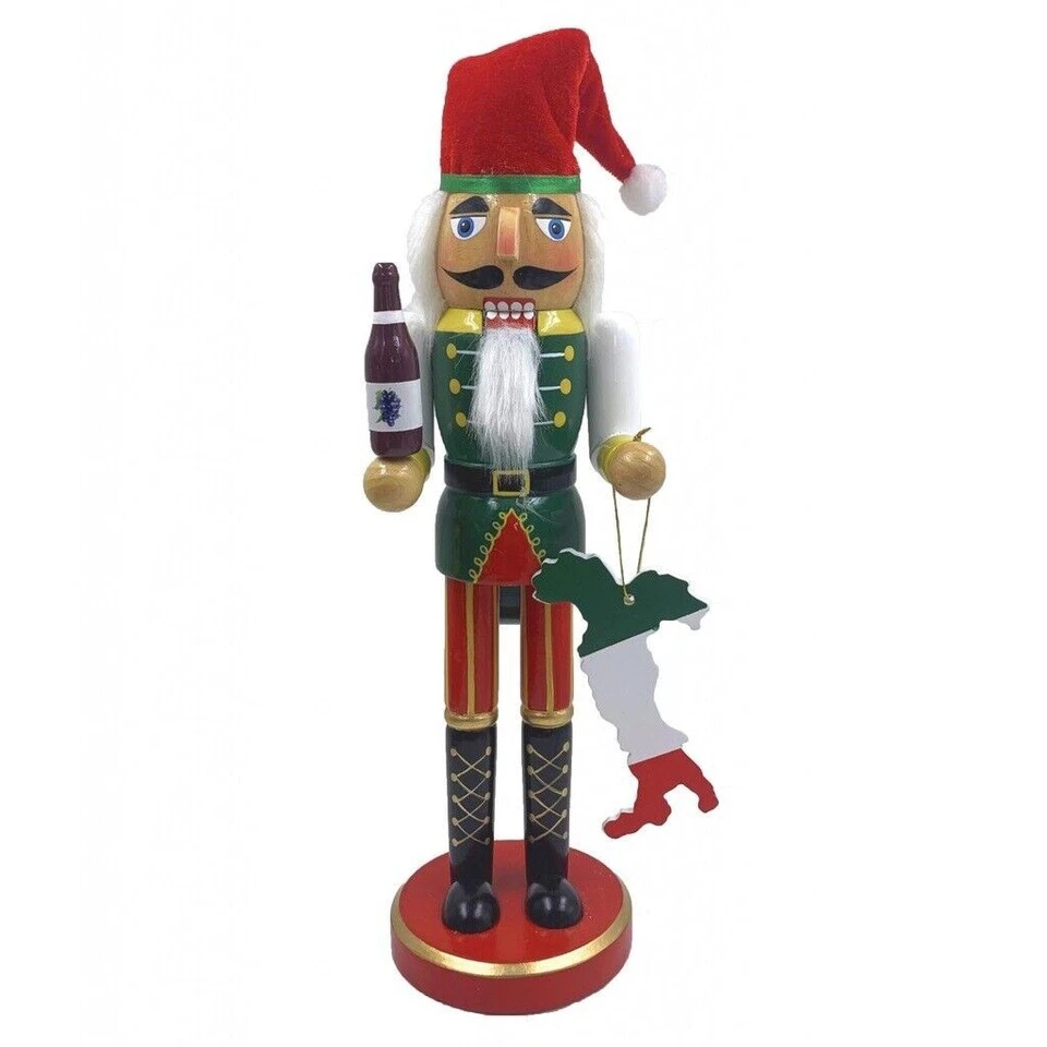 Santa's Workshop Italian with Wine Wood Christmas Nutcracker 14 Inch Multicolor - Image 1 of 1