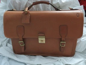 Hartmann borsa valigetta per laptop vintage in pelle marrone chiaro, letteralmente mai usata - Foto 1 di 23