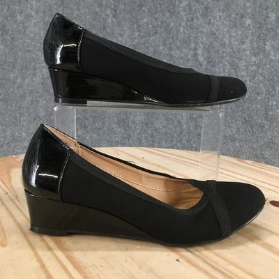 Zapatos de tacón Kelly And Katie para mujer 6 M Sabeni informales sin cordones con cuña de tela negra Foto 1 de 4