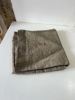 torchon ancien en chanvre monogramme MB collection Shabby Début XXeme Campagne D - Photo 1/4
