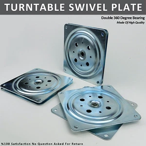 NEW 6" Double Swivel Bearing Turntable Plates Table Top Lazy Susan 150 mm Square - Picture 1 of 8
