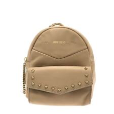 Auth JIMMY CHOO Cassie Beige Leather Backpack