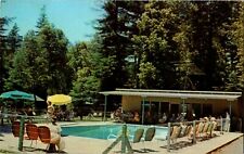 Postcard CA - Whispering Pines Resort-Motel Hwy 101 Pool Sun Bathers Miranda, CA