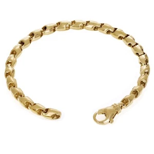 Brazalete de eslabones de bala hecho a mano macizo de oro amarillo de 14k 8" 5,5 mm 23,4 gramos - Imagen 1 de 5