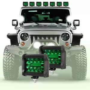 2pcs 4'' Green Car LED Work Light Bar Flood Spot Driving Fog Lamp Offroad Truck - Picture 1 of 5