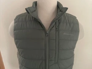 EDDIE BAUER New Men’s Full Zip Pockets Green Sleeveless Vest Jacket Sz M - Picture 1 of 15