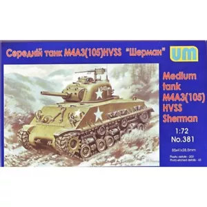 UNIMODELS UM 381 Kit Modelo Plástico Escala 1:72 Tanque Medio M4A3 (105)HVSS Sherman - Imagen 1 de 12