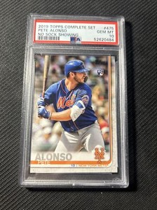2019 TOPPS PETE ALONSO NO SOCK VARIATION #475 GEM MINT PSA 10 RC