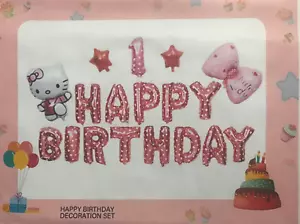 Hello Kitty Theme 1st Kids Birthday Party Supplies Foil Balloons US Stock - Picture 1 of 8