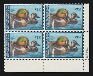 US RW46 1979 $7.50 Duck Stamp Mint LR Plate #173423 Block of 4 XF OG NH SCV $50 - Picture 1 of 2
