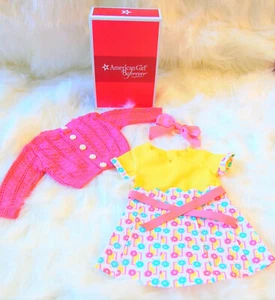 American Girl Doll Clothes KIT PHOTOGRAPHER OUTFIT Flower Dress Sweater Bow! - Picture 1 of 11