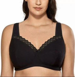 DELIMIRA Women's Plus Size Full Coverage Wirefree Non-Padded Support Cotton Bra - Picture 1 of 5