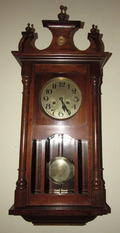 Antique German Regulator Wall Clock 8-Day, Time/Viola Gong Strike Cover