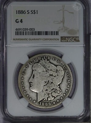 1886-S Morgan Silver Dollar $1 NGC G4 - Sweet original coin! Lowball! - Image 1 of 2