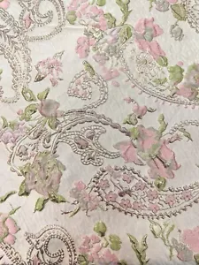 ROSA GRÜN GOLD Blumenmuster Paisley Brokat Stoff (60 Zoll) Verkauft vom Hof - Bild 1 von 1