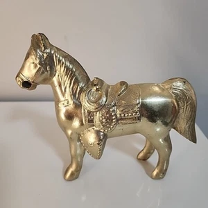 VINTAGE METAL HORSE WITH SADDLE - Picture 1 of 21