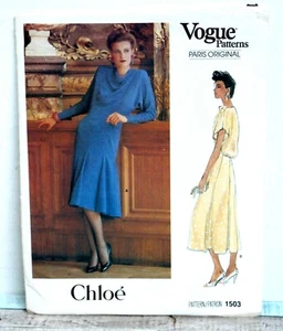 VOGUE PARIS ORIGINALE CHLOE 1503 ABITO SVASATO ADERENTE FANTASIA TG 10 NON TAGLIATO - Foto 1 di 7
