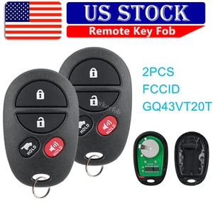2 For 2008-2016 Toyota Sequoia Sienna 4 Button Keyless Entry Remote Car Key Fob - Picture 1 of 7