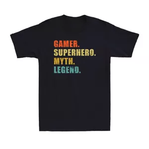 Gamer Superhero Myth Legend Shirt Funny Gaming Gamer Shirt Vintage Men's T-Shirt - Picture 1 of 5