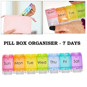 7 Day Weekly Daily Pill Box Organiser Medicine Tablet Storage Dispenser Travel - Picture 1 of 12