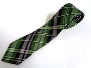Express 100% Silk Men's Neck Tie Green/Purple/White Plaid Cross Stripes 60.5" - Picture 1 of 16