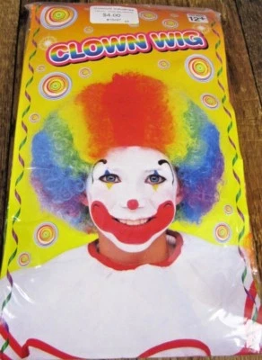 PELUCAS PAYASO clásicas selladas NUEVAS en paquete colores arco iris edades 12 en adelante disfraz Foto 1 de 4